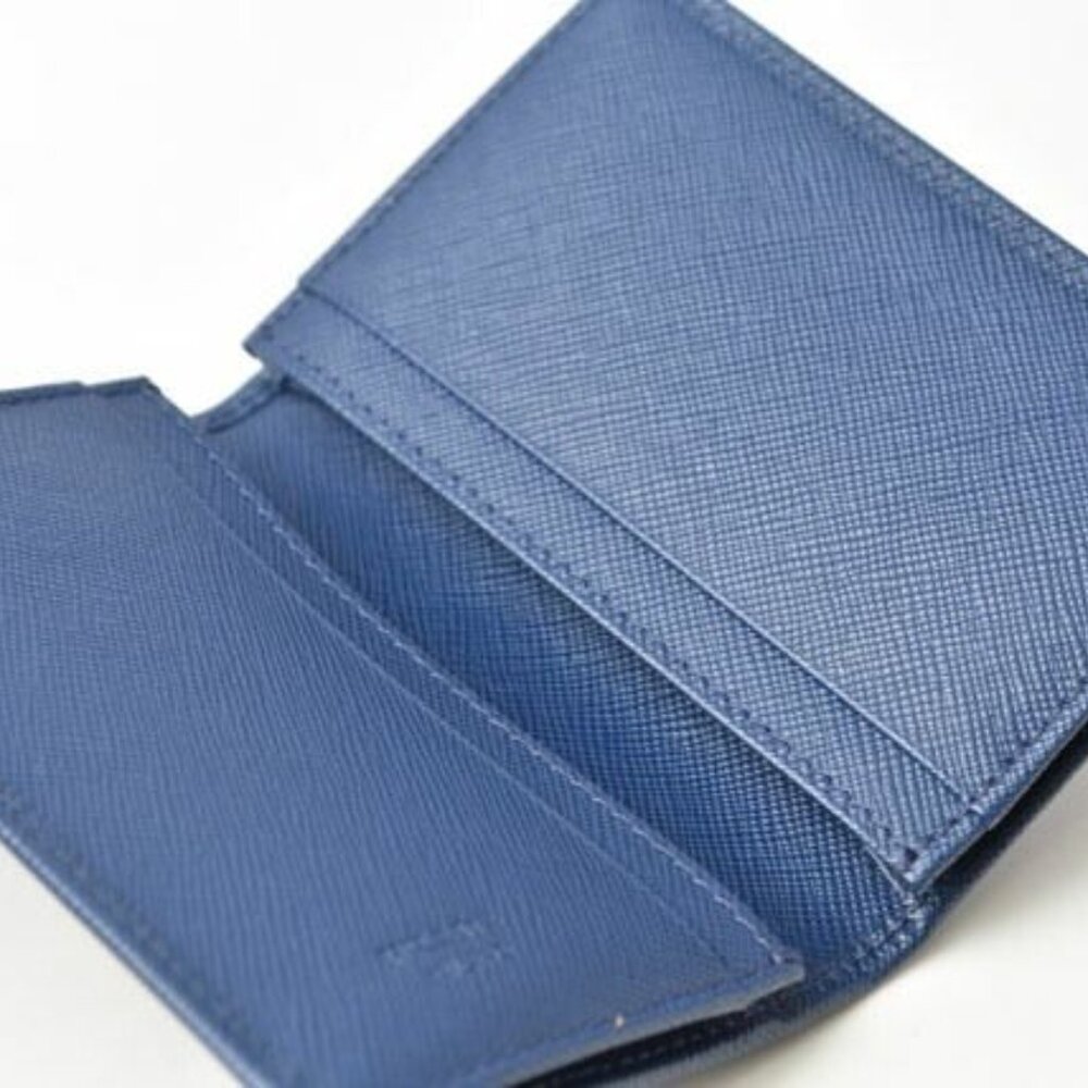 Prada Card Case Business Card Holder Saffiano Metal Bluette Blue 1 M0945 - Picture 3 of 7
